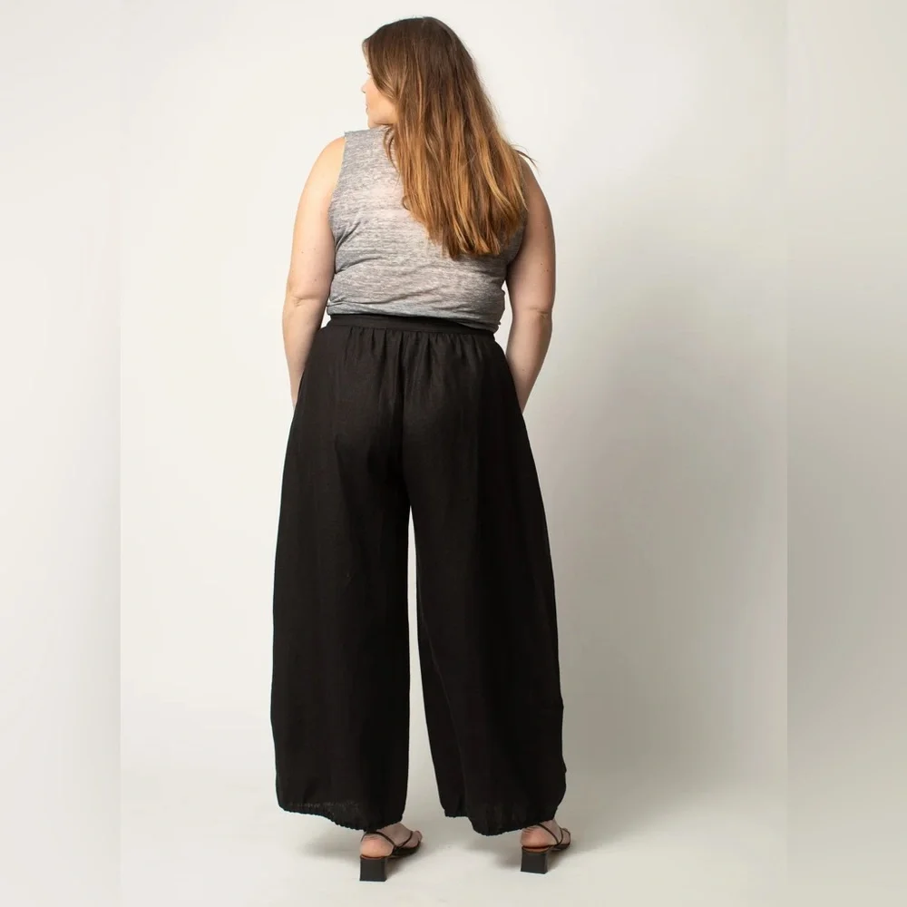 New Selva Negra Rita Barrel Pant 100% Linen Size 14 Black - Picture 12 of 16